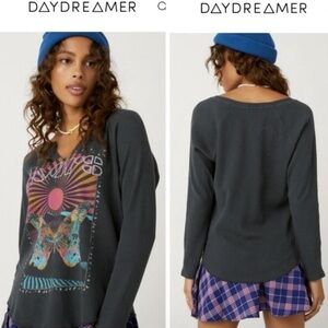 Free People Daydreamer Large The Doors Graphic Butterfly Thermal Sleeve Grey